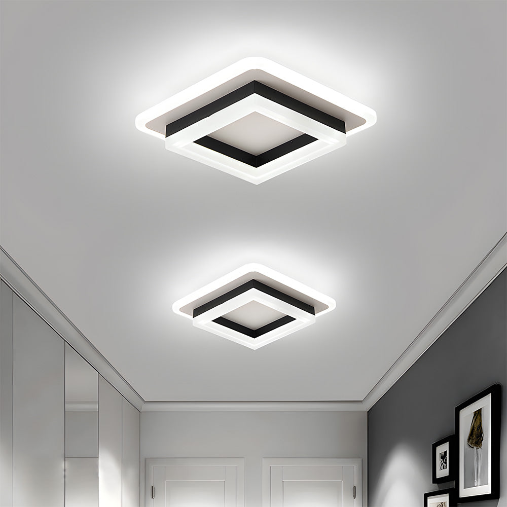 Vierkante LED Plafondlamp 1920 Lumen Zwart Wit Slaapkamer Hal Woonkamer Moderne Plafonnière Geometrisch Design Verlichting Binnen