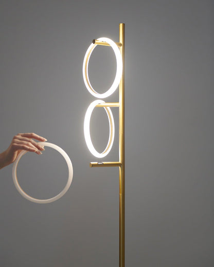 Vloerlamp Ring LED Dimbaar Goud Metaal 3 Lichtkringen Modern