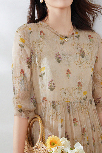 Vrouwenjurk Bloemenprint Retro Stijl Jurk