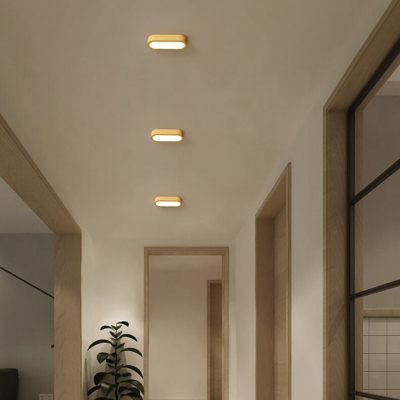 Plafondlamp Hout met Ingebouwde LED 8W – Moderne Flush Mount Verlichting in Natuurlijke Houtnerf Finish