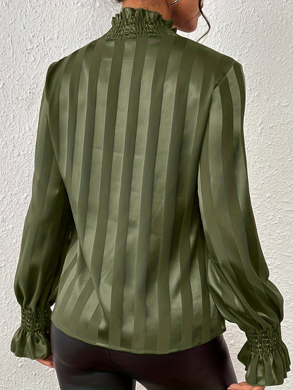 Dames Blouse Gestreept met Strik en Lange Mouwen