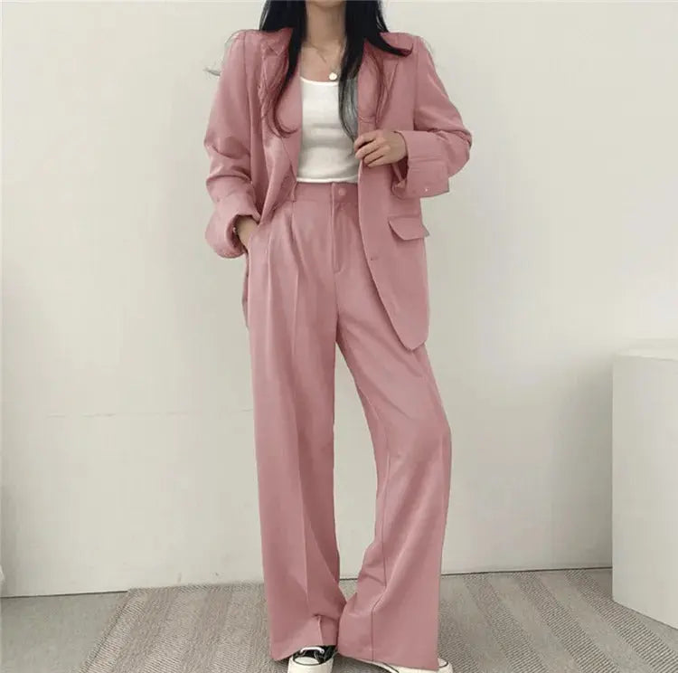 Dames Blazer Set met Rechte Broek Elegante Outfit