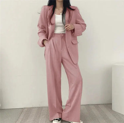 Dames Blazer Set met Rechte Broek Elegante Outfit
