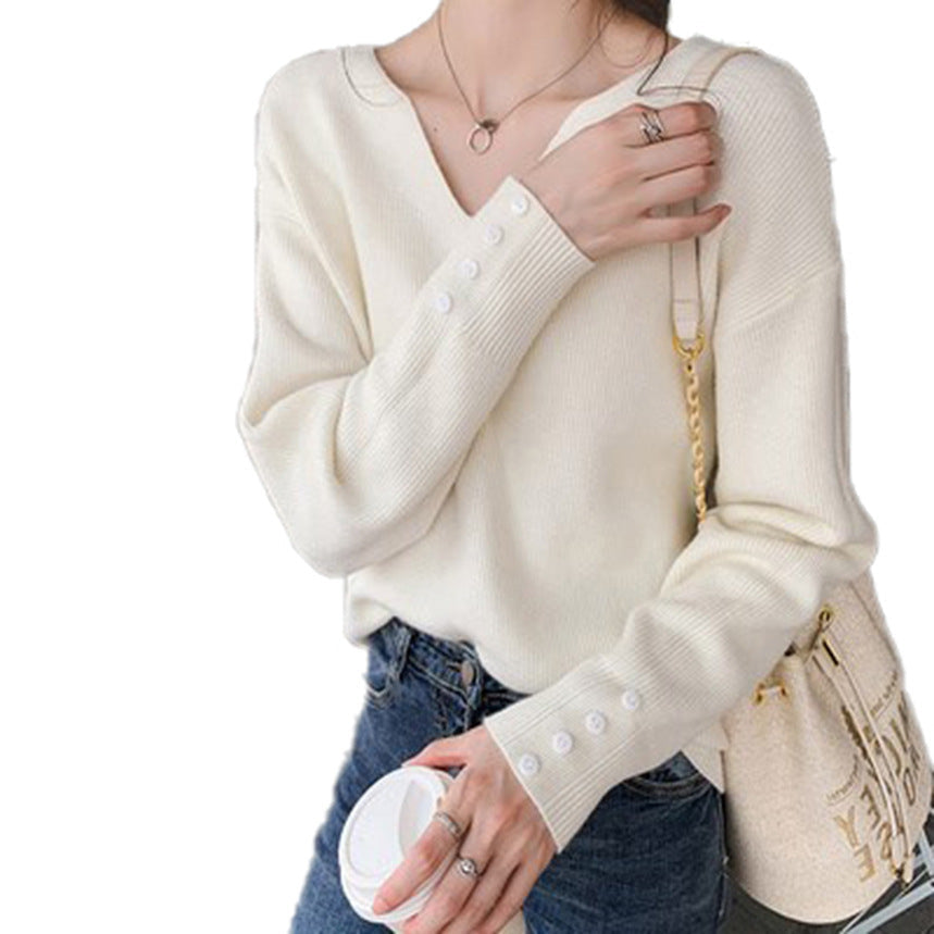 Dames Trui Oversized met V-Hals en Knoopjes Comfortabel