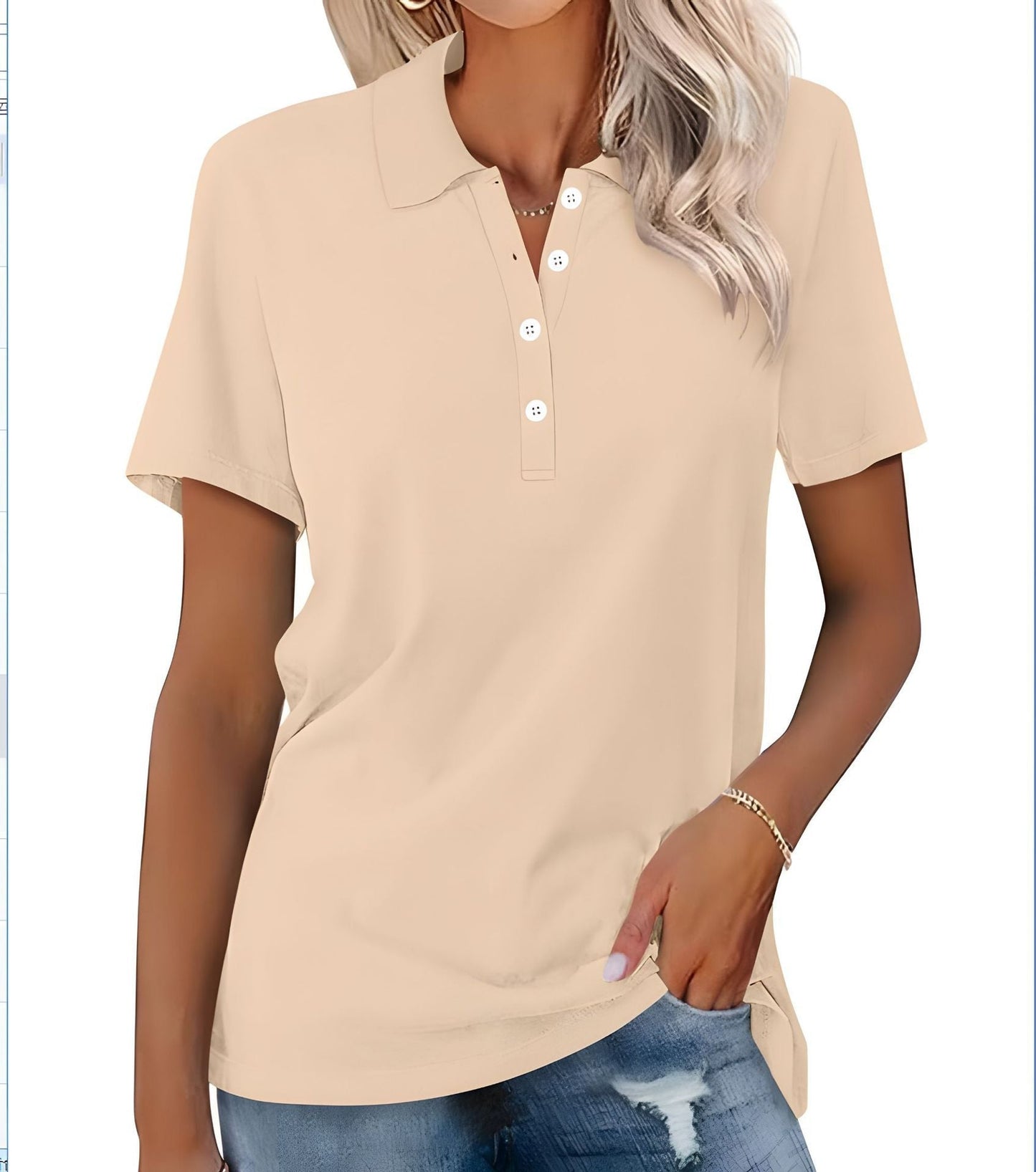 Dames Polo Top Kortemouw Zomerjurk Basic Wit
