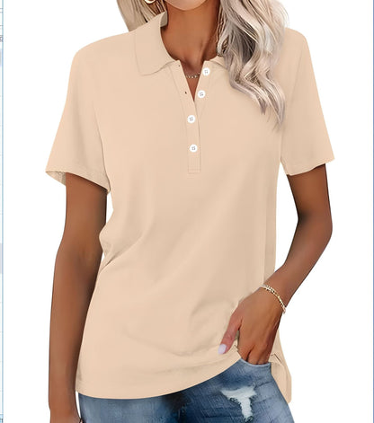 Dames Polo Top Kortemouw Zomerjurk Basic Wit