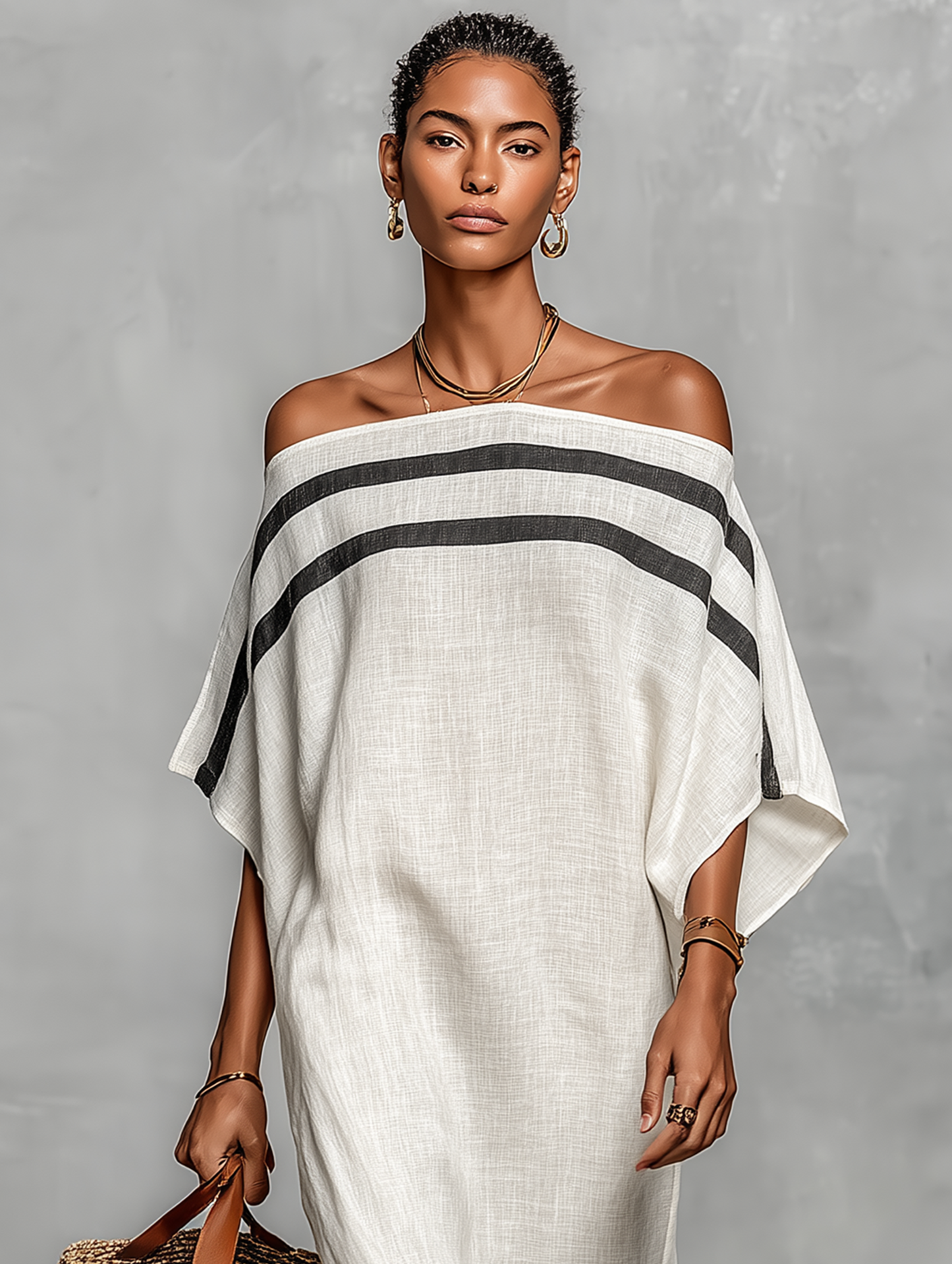 Dames maxi-jurk linnen minimalistisch model