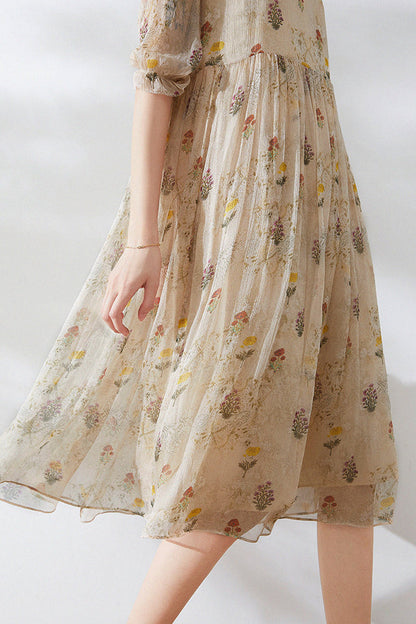 Vrouwenjurk Bloemenprint Retro Stijl Jurk