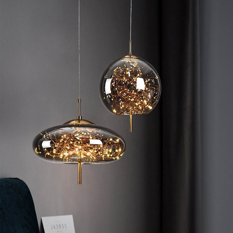 Glazen LED Hanglamp met Warm Scandinavisch Design – Amber of Grijs 24W