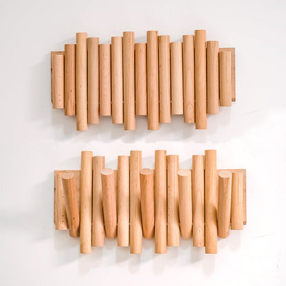 Wandkapstok met Intrekbare Haken – Natuurlijk Hout – Minimalistisch Design – Klap-in Systeem