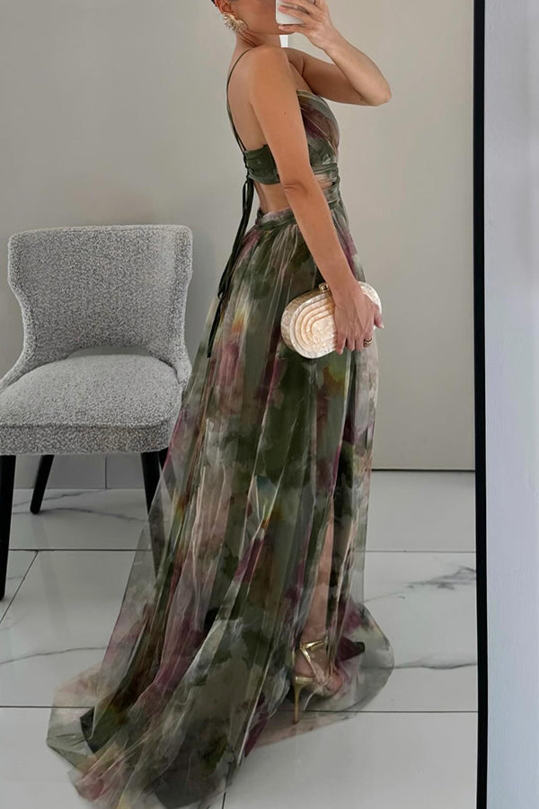 Vrouwen Zomerjurk Bloemenprint Maxi Jurk Diepe Hals