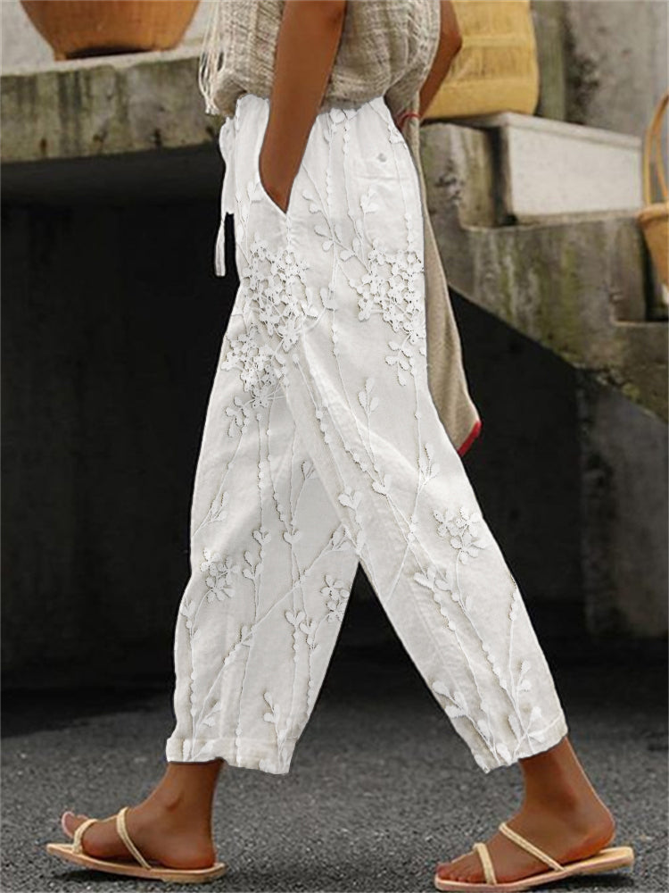 Aviora | Pantaloni Stampati Boho Casual con Stampa di Vite Elegante 2