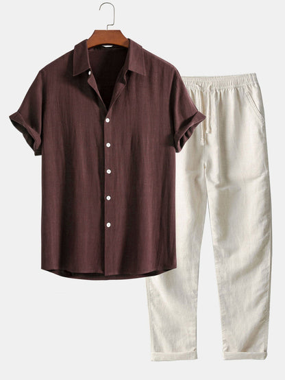 Heren Zomerset Korte Mouw Hemd en BroekComfort Set
