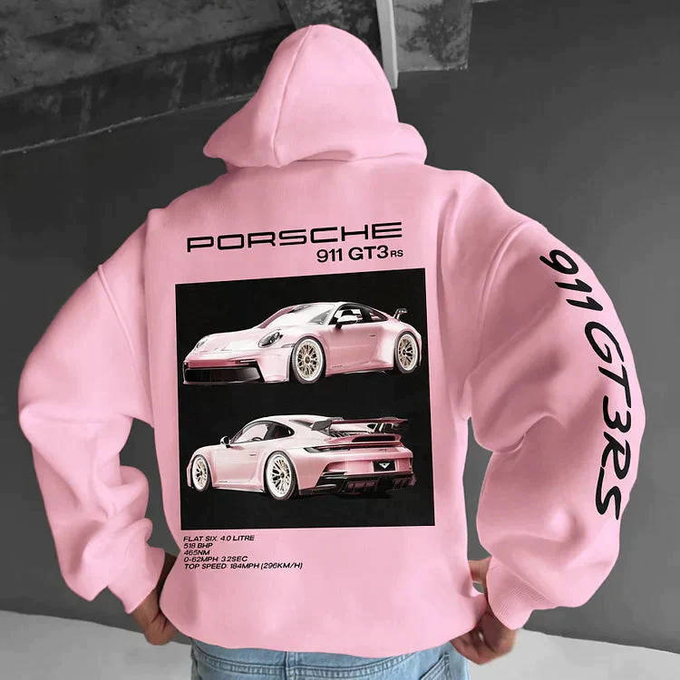 Sport Hoodie met Auto Print en Stoere Tekst
