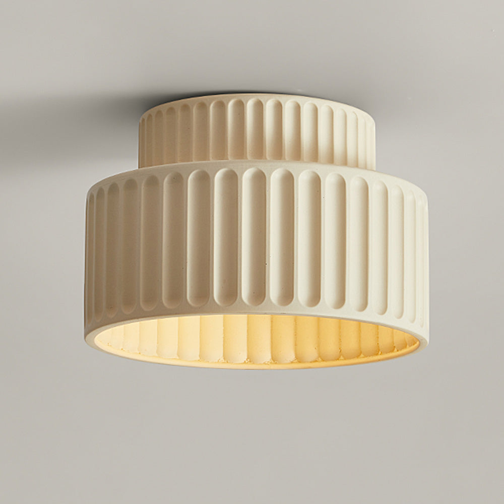 Plafondlamp Geribbeld Resin E27 Wit Compact Modern Interieur Woonkamer Keuken Slaapkamer Retro Design Plafonnière