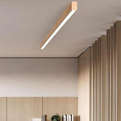 Gang Plafondlamp Hout Langwerpig 60cm 100cm 120cm Ingebouwde LED Lijnlamp Aluminium Hal