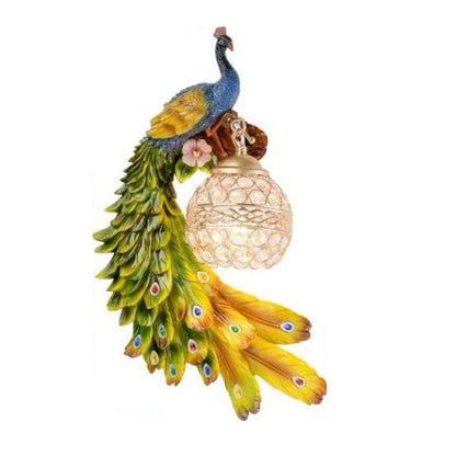 Pauw Wandlamp Kristal Resin Kleurrijk 45cm Woonkamer Slaapkamer Decoratieve Wandverlichting Dier Luxe Art Deco Hal