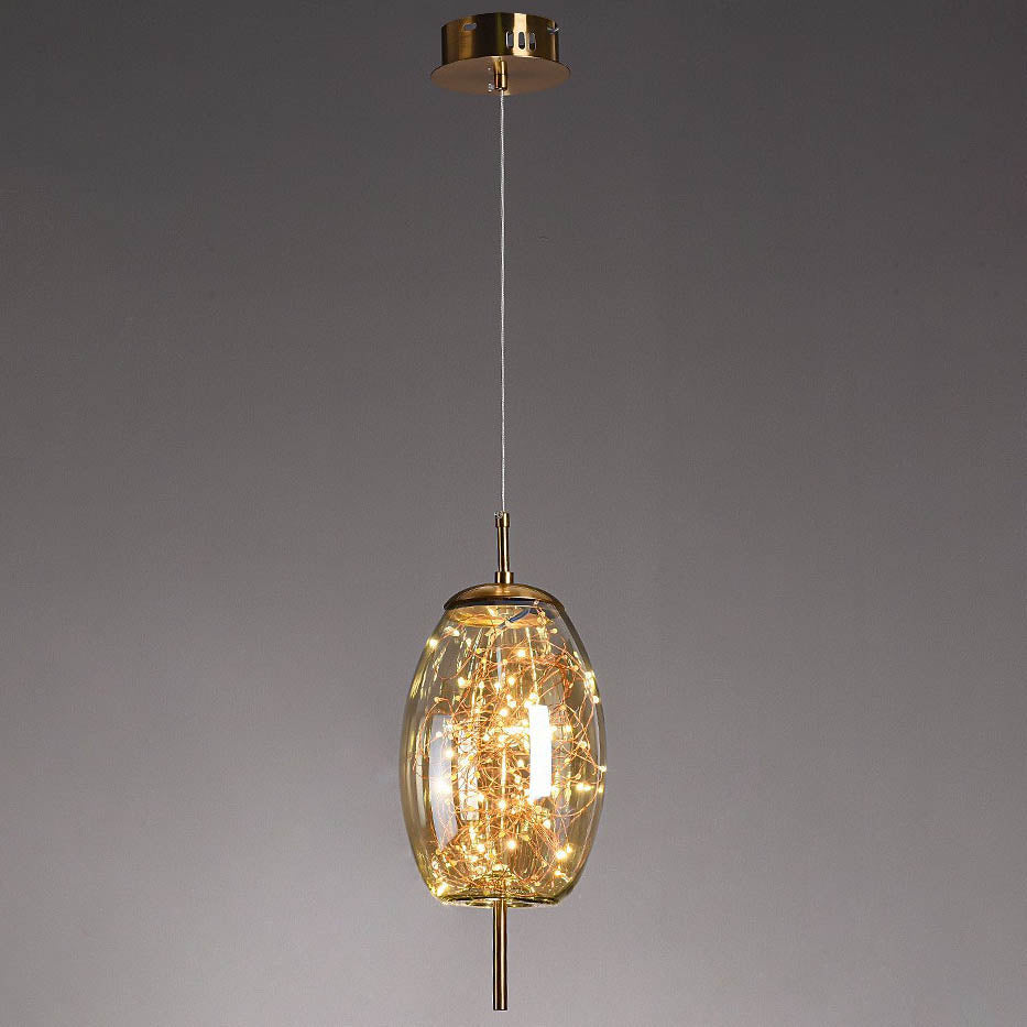Glazen LED Hanglamp met Warm Scandinavisch Design – Amber of Grijs 24W