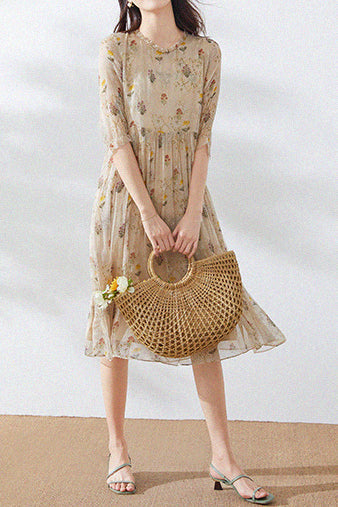 Vrouwenjurk Bloemenprint Retro Stijl Jurk