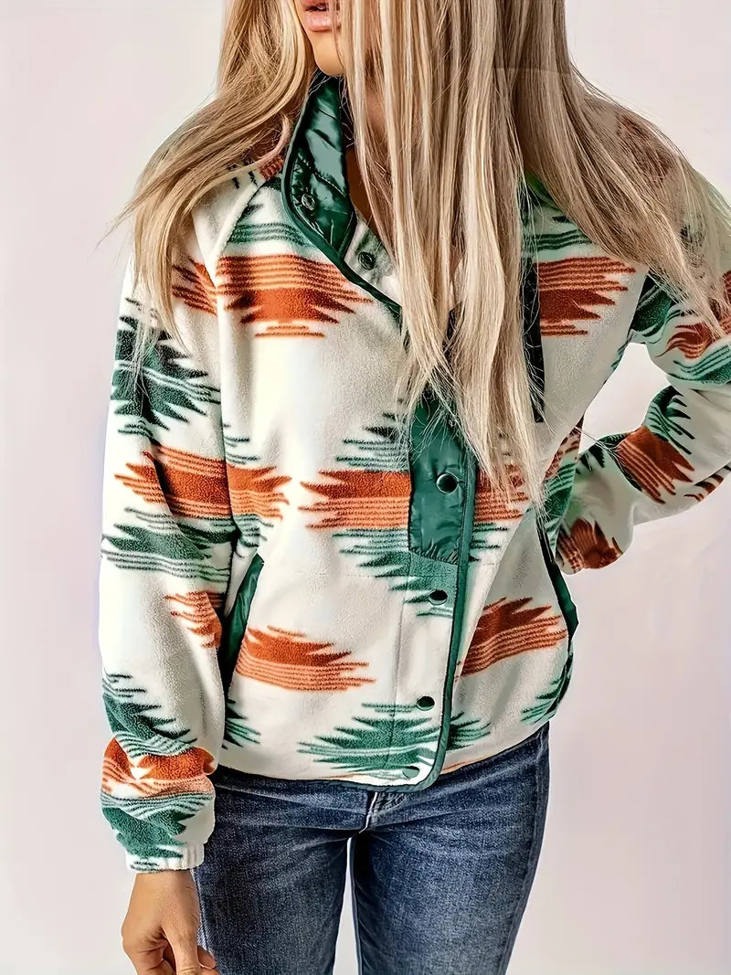 Vrouwelijke Jassen Met Knoopsluiting Azteken Print - StudioMarella