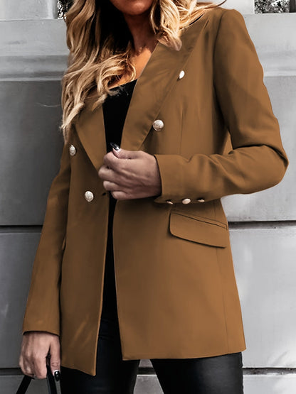 Dames Blazer Zakelijk Lange Dubbele Knoopsluiting
