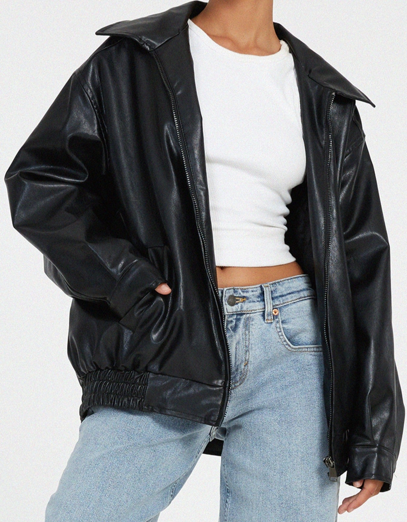 Dames Bomberjack Zwart Oversized Comfortabele Jas
