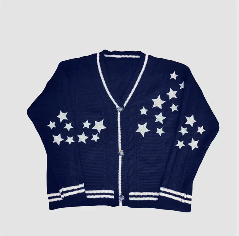 Damesvest Sterrenprint Knoopsluiting Modieus Design - StudioMarella