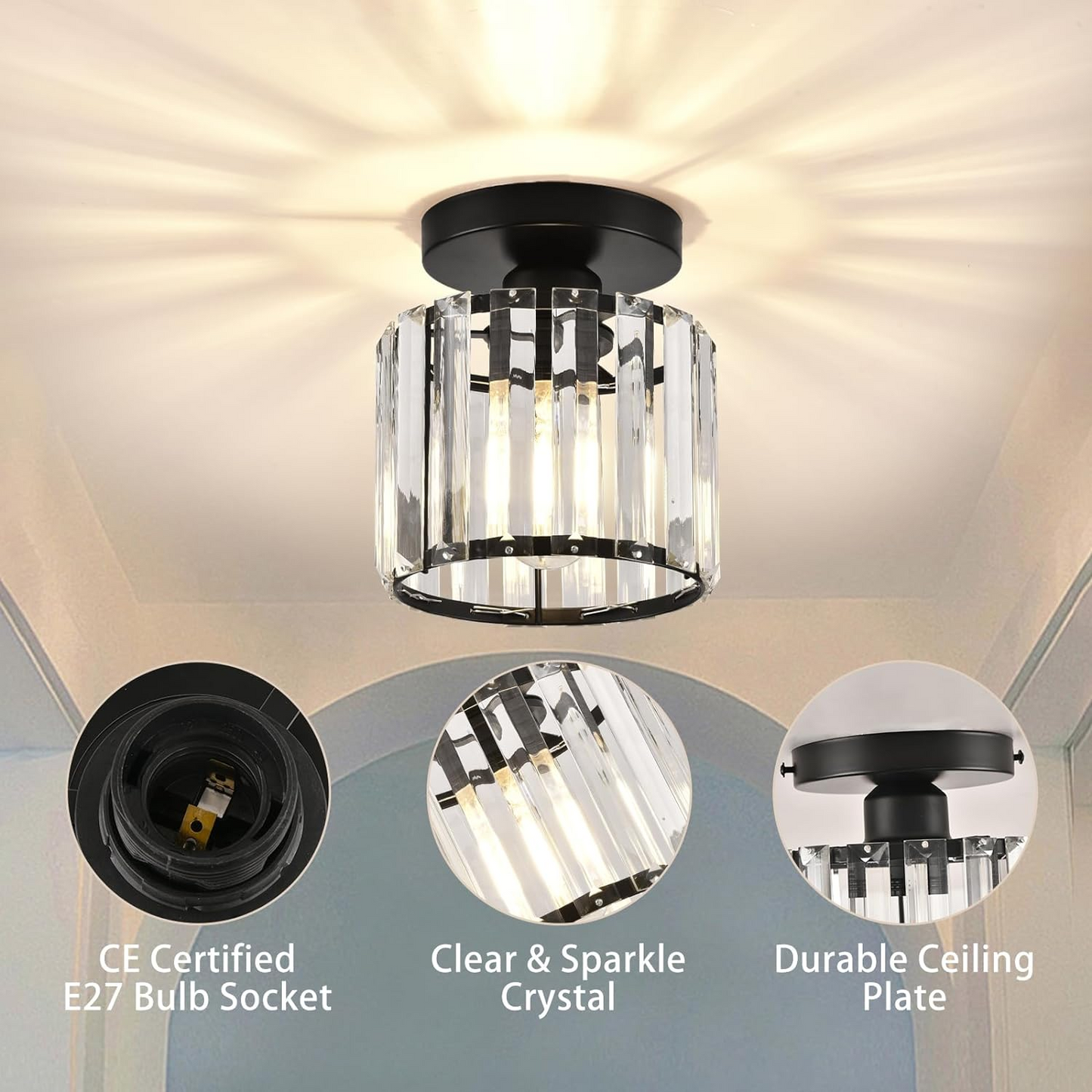 Kilon plafondlamp kristal kubus messing plafond hal woonkamer slaapkamer moderne verlichting compact