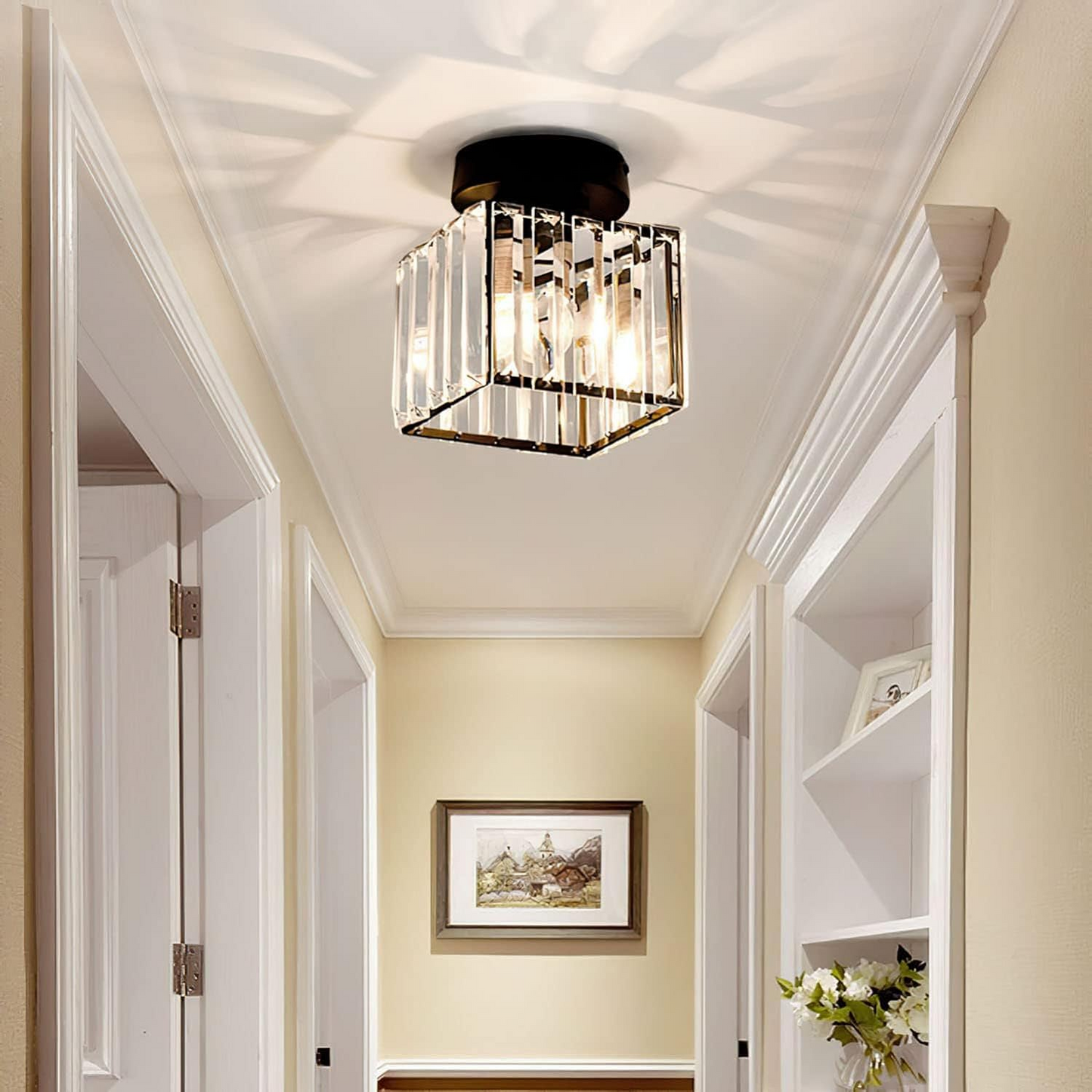 Kilon plafondlamp kristal kubus messing plafond hal woonkamer slaapkamer moderne verlichting compact