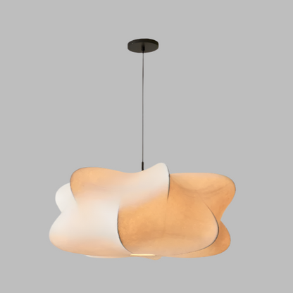 Hanglamp Wabi Sabi Zijde Metaal Beige E27 Eettafel Woonkamer Organisch Design Japandi Interieur Zachte Verlichting