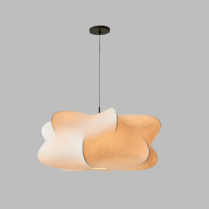 Hanglamp Wabi Sabi Zijde Metaal Beige E27 Eettafel Woonkamer Organisch Design Japandi Interieur Zachte Verlichting