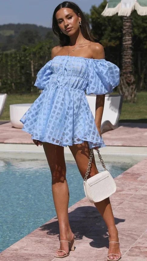 Off-Shoulder Minirokjurk Zacht en Elegant voor Vrouw