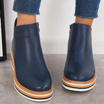 Dames Enkelboots Plateauzool Rits Sluiting