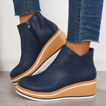 Dames Enkelboots Plateauzool Rits Sluiting