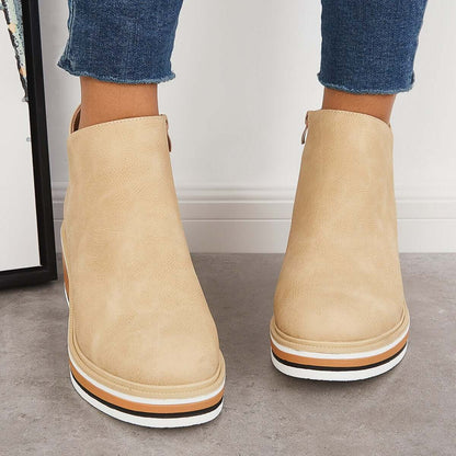Dames Enkelboots Plateauzool Rits Sluiting