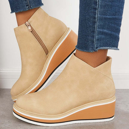 Dames Enkelboots Plateauzool Rits Sluiting
