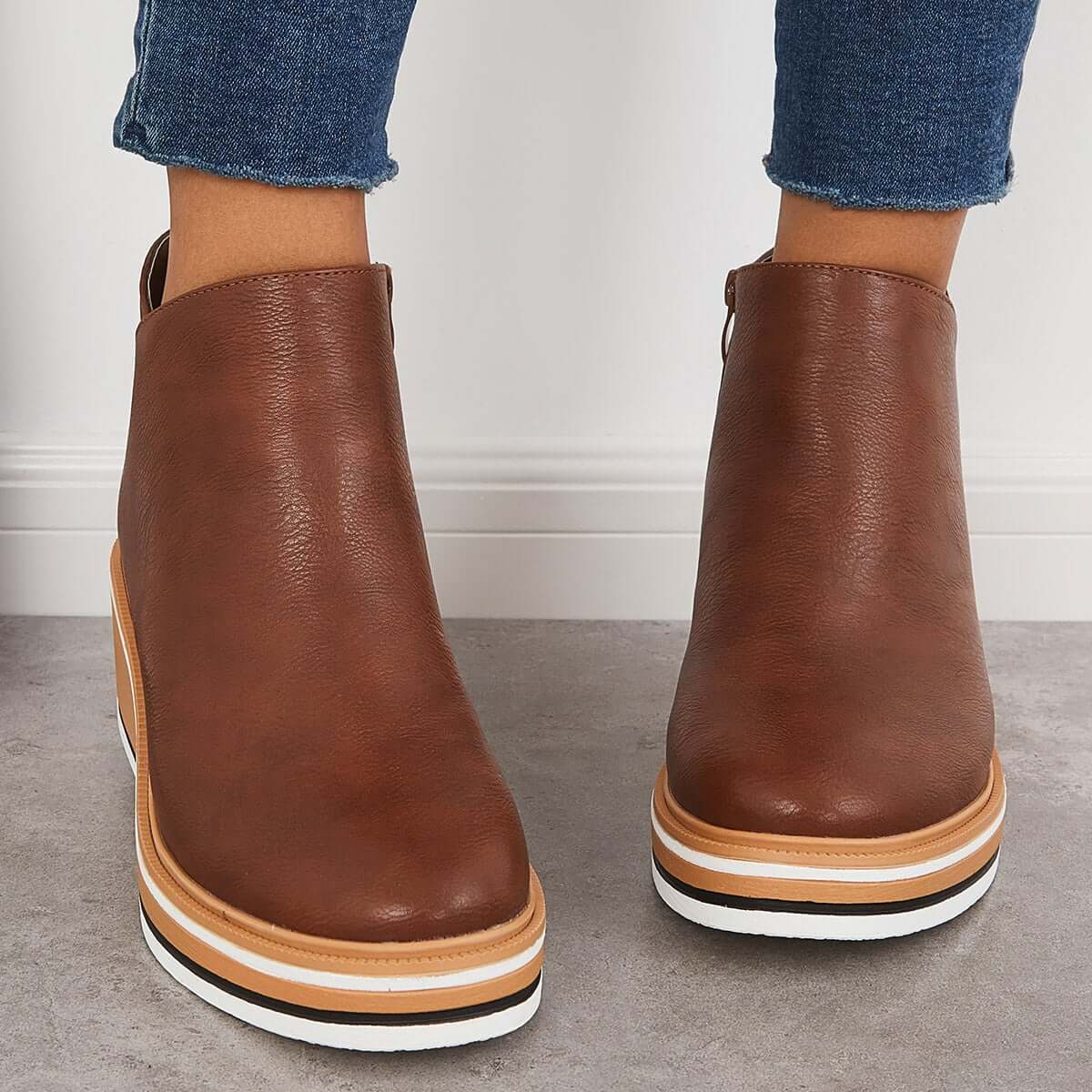 Dames Enkelboots Plateauzool Rits Sluiting
