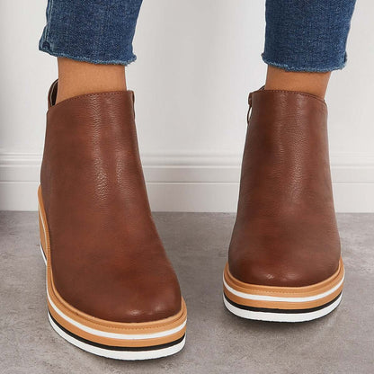 Dames Enkelboots Plateauzool Rits Sluiting