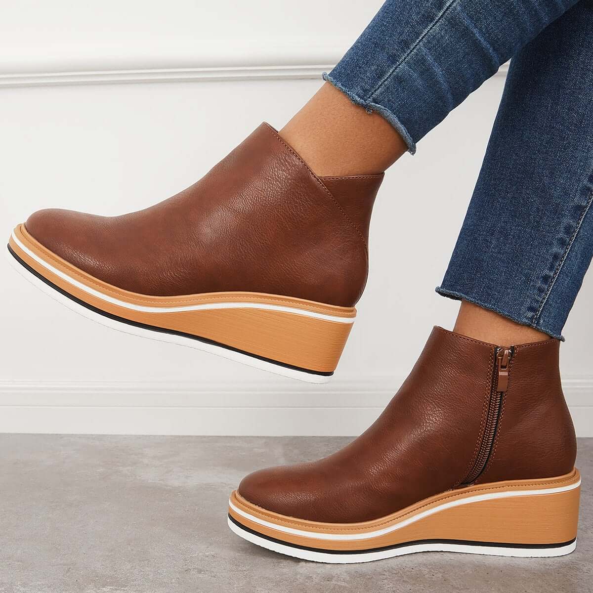 Dames Enkelboots Plateauzool Rits Sluiting