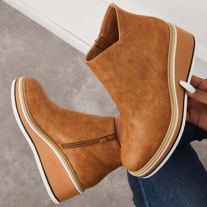 Dames Enkelboots Plateauzool Rits Sluiting