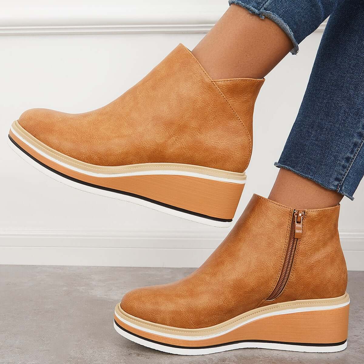 Dames Enkelboots Plateauzool Rits Sluiting