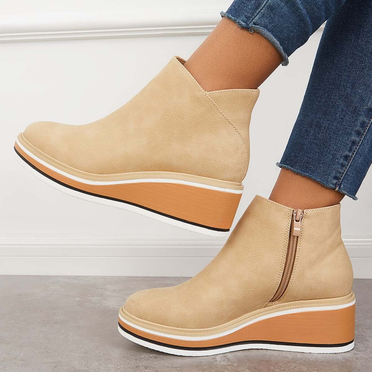 Dames Enkelboots Plateauzool Rits Sluiting