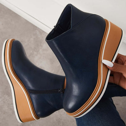 Dames Enkelboots Plateauzool Rits Sluiting