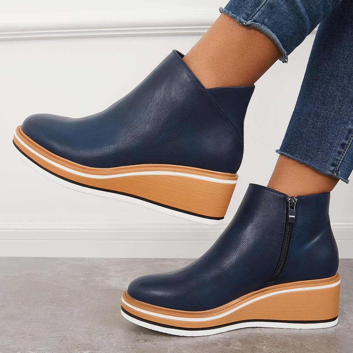 Dames Enkelboots Plateauzool Rits Sluiting