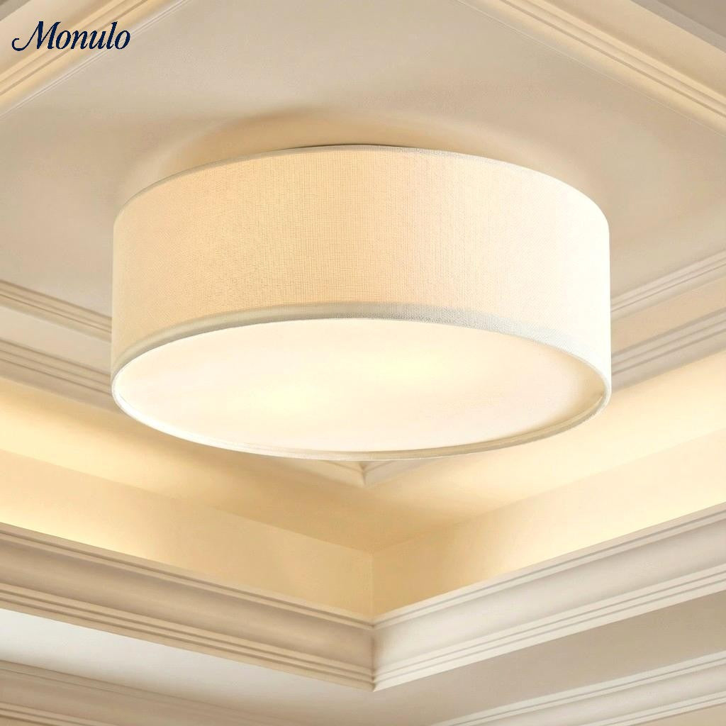 Plafondlamp met Linnen Kap – Drumvorm Ø30/45cm – Modern Scandinavisch Design – Elegante Verlichting Woonkamer Slaapkamer Eetkamer