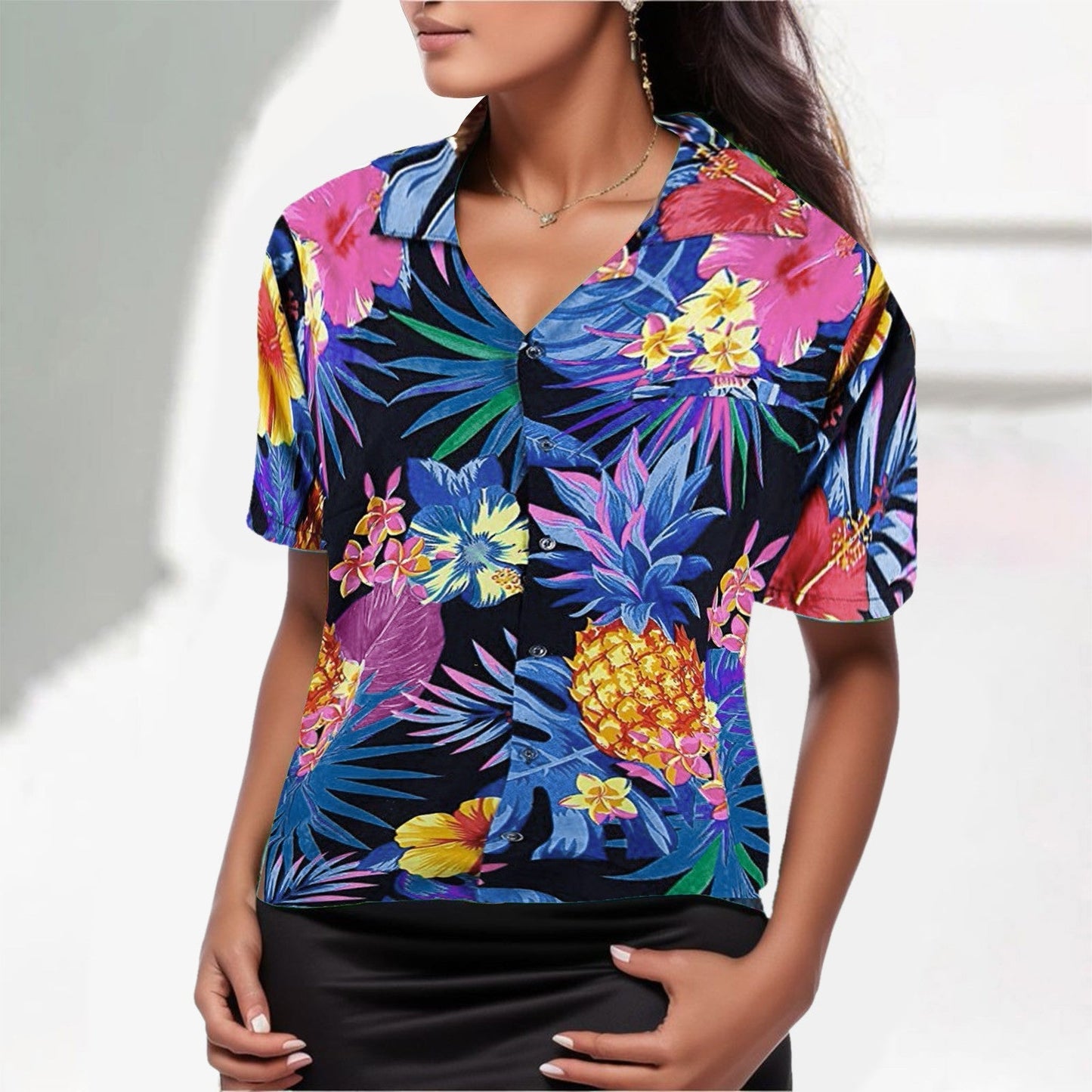 Vrouwelijke Bloemen Hawaï Shirts Zomerse Print