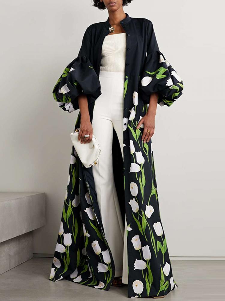 Vrouwen Trenchcoat Bloemenprint Klassiek Elegant - StudioMarella