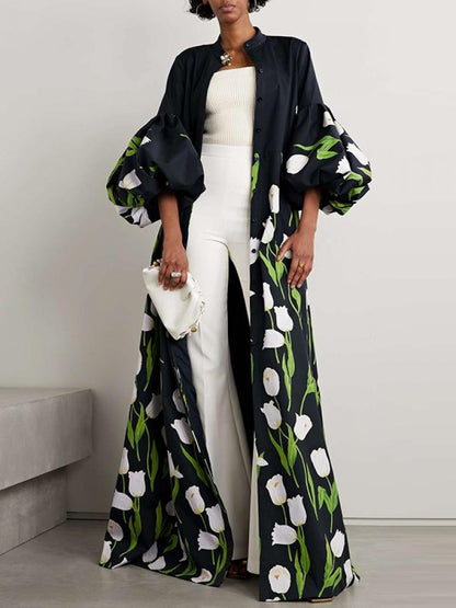 Vrouwen Trenchcoat Bloemenprint Klassiek Elegant - StudioMarella