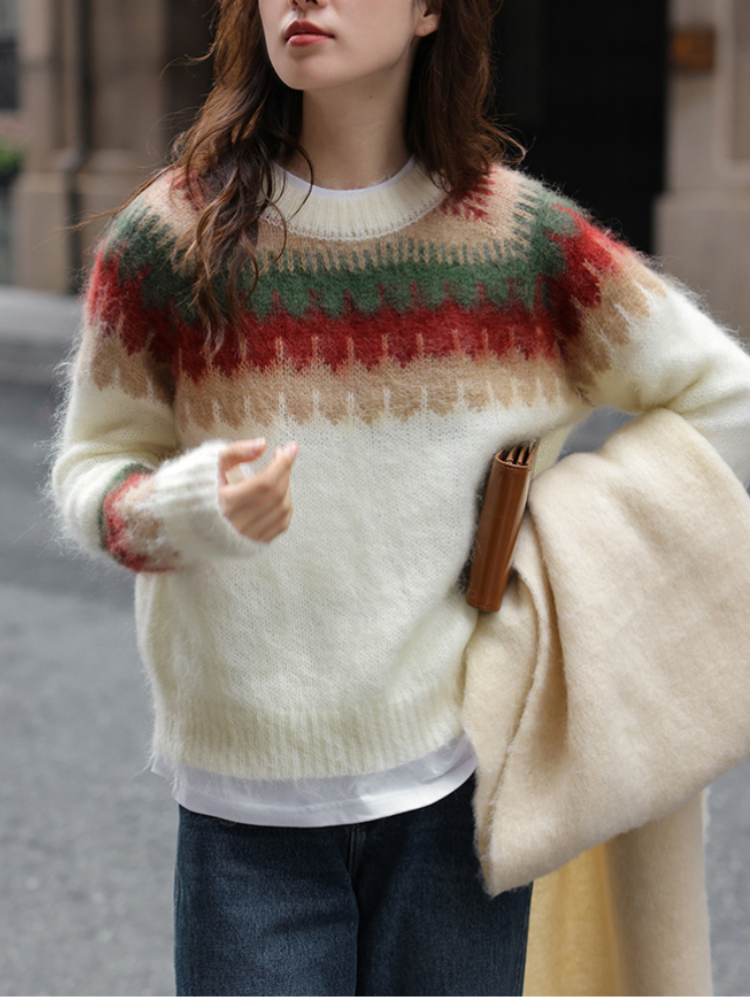 Vrouwelijke Gebreide Trui Warm Retro Stijl - StudioMarella