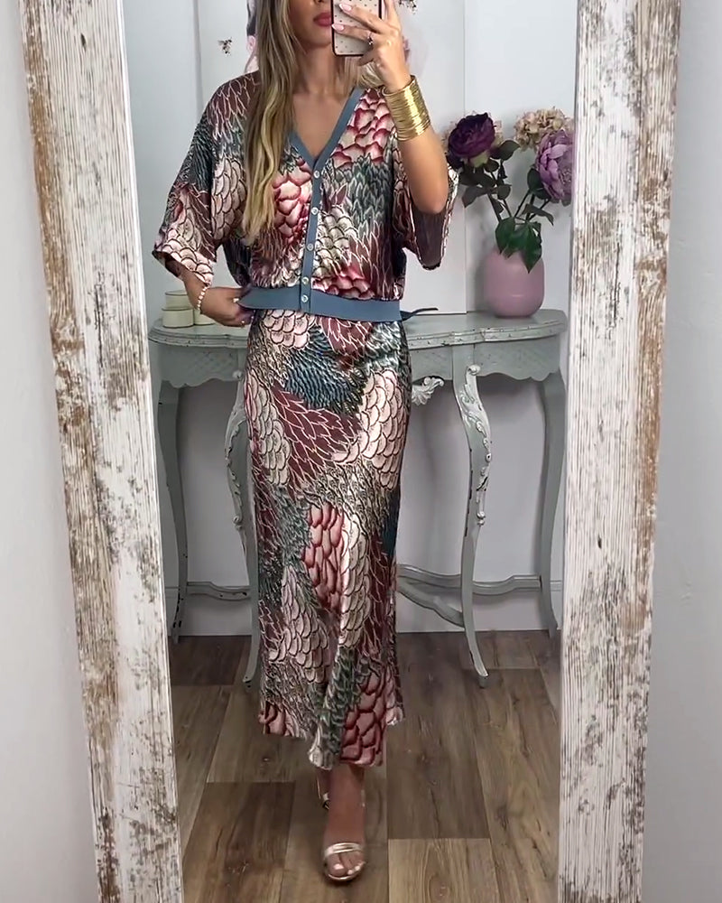 Dames Blouse en Rok Set 2-Delig Jurk Model